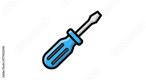 A vivid blue and white screwdriver on a stark transparent background, perfect for various household and professional tasks.