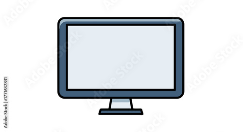 Illustration of a standard computer monitor with a blue frame and base, set against a solid transparent background.