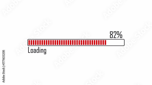 Processing bar with loading animation, processing from transfer 0 to 100 on white background.