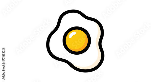 A simplistic illustration of a sunny-side-up egg on a transparent background, capturing breakfast vibes in a minimalist style.