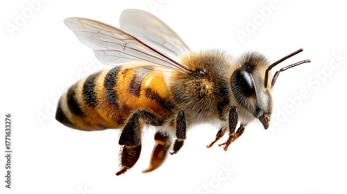 Bee in Flight: A honeybee, showcasing intricate detail in flight against the light. This captures the essence of a remarkable insect, highlighting the beauty and significance of nature's pollinators.