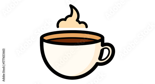 A steaming cup of coffee is adorned with a dollop of whipped cream, a comforting visual with warm indulgence.