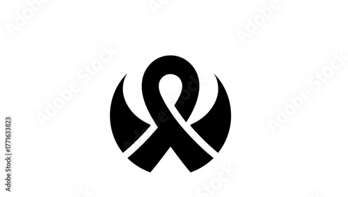 wnovembro azul minimal black and white logo vector icon, 抽象 Logo, لوگو مفهومی, Symbolic Logo Design, Conceptual Logo Design, Ribbon Health Logo, White Ribbon Cancer Logo Design, Cancer Ribbon 