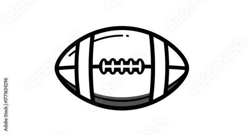 An abstract illustration of an American football with detailed grey lines on a stark transparent background. Sport!