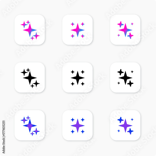 Gradient and Solid Star Sparkle App Icon Set