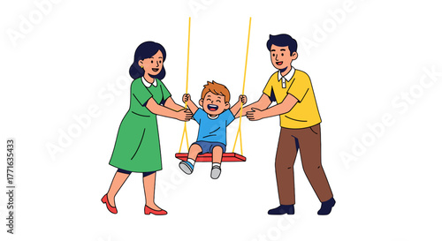 Family fun on the swing set.