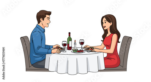 Romantic dinner illustration.
