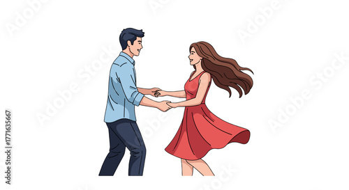 Couple dancing in harmony.