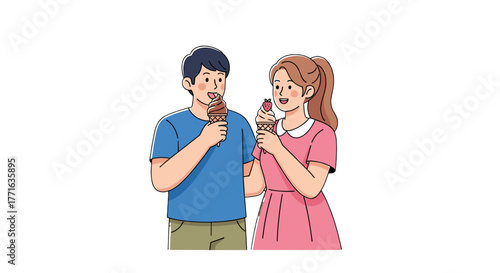 Couple enjoying ice cream.
