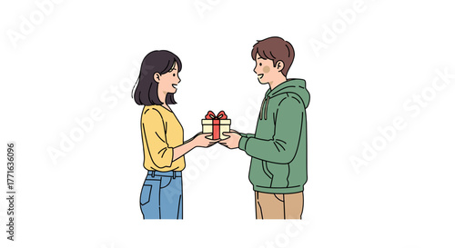 Couple gifting each other, happiness, joy 