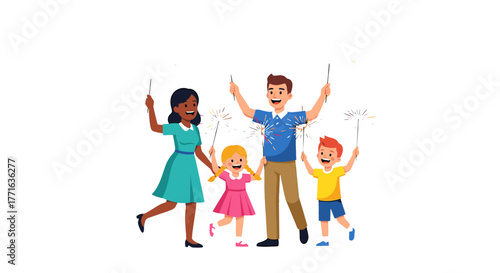 Family celebrates together and happy.