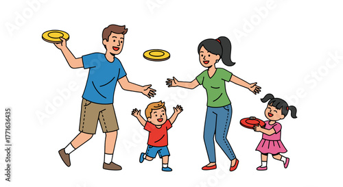 Family playing frisbee