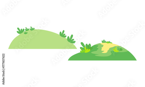 A Simple Half Circle Landscape Design Element Showing Green Hills and Grass for Nature and Park Themes