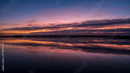 Wallpaper Mural Hunzevalley sunset landscape with reflections in water - De Branden, Hunzedal, Drenthe, The Netherlands. Torontodigital.ca