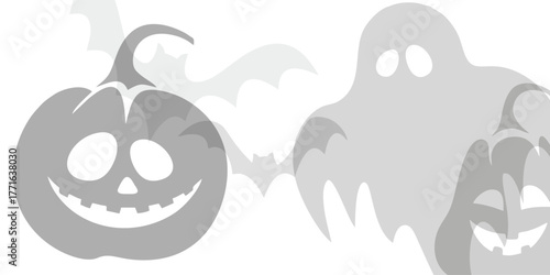 Halloween Background with White Background and Spooky Elements