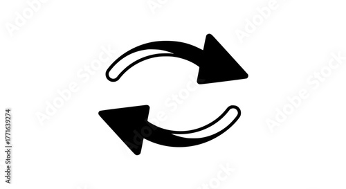 Circle rotation reload mark black white icon