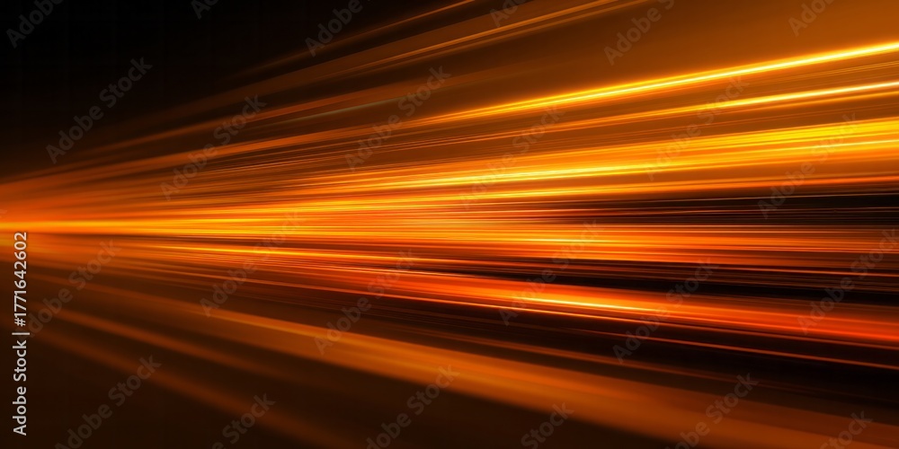 Obraz premium Brilliant streaks of intense orange light move rapidly across a dark background suggesting high velocity