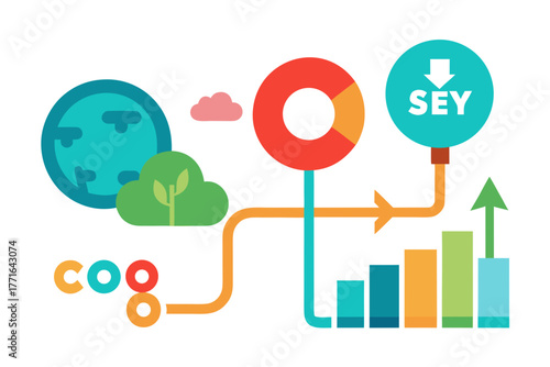 vector illustration of a tree with icons