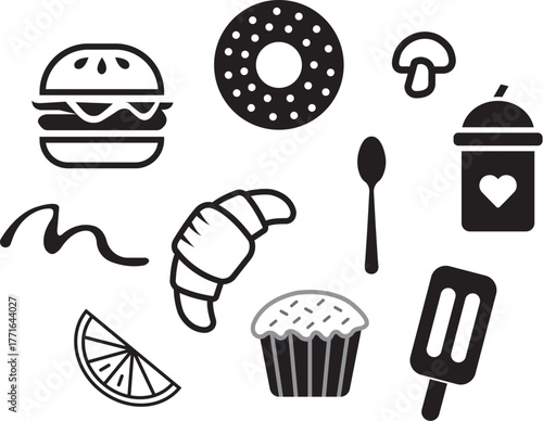 Black and White Culinary Icons Collection