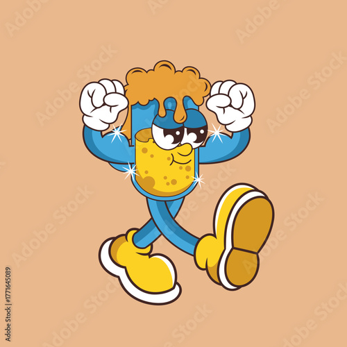 Retro character design of strong beer bottle