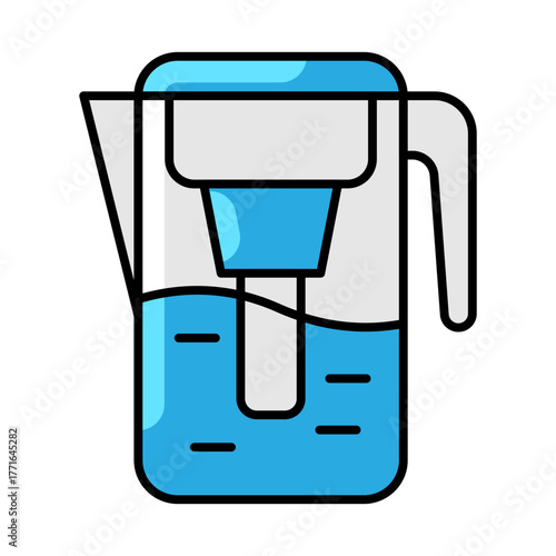Water filter icon. Aqua or liquid thin line illustration.