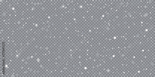 Falling snow overlay with transparent background for winter weather effects and design elements