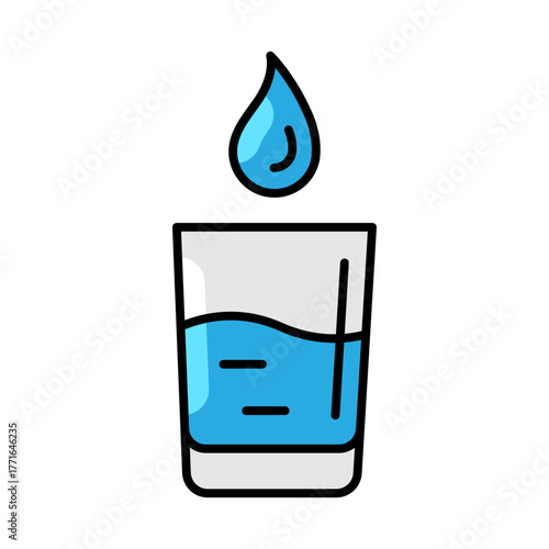 Glass of water icon. Aqua or liquid thin line illustration.