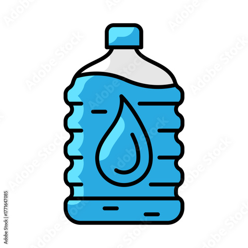 Plastic bottle with water icon. Aqua or liquid thin line illustration.