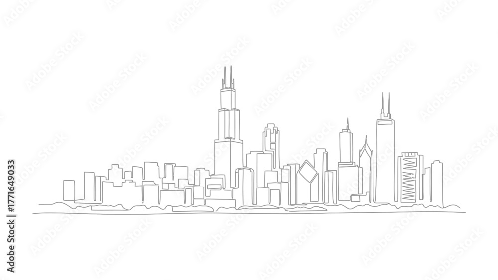 Obraz premium Urban Silhouette: Capturing the intricate skyline of a vibrant metropolis, showcasing a unique architectural tapestry.