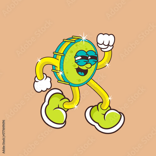 Retro character design of dance snare drum