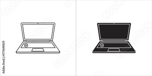 Laptop icon set collection of portable computer line and glyph style vector