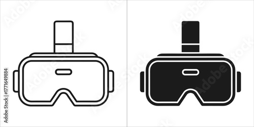 Virtual reality headset icon outline and glyph style vr glasses symbol