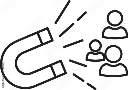 Customer acquisition marketing concept magnet attracting people icons business growth strategy idea