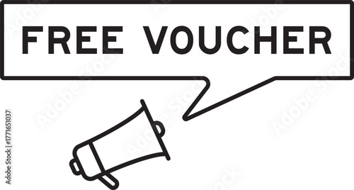 Megaphone icon with speech bubble in word free voucher on white background