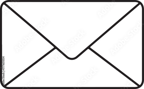 Simple outline of an envelope with a folded flap representing mail communication and messaging