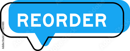 Speech banner and blue shade with word reorder on white background