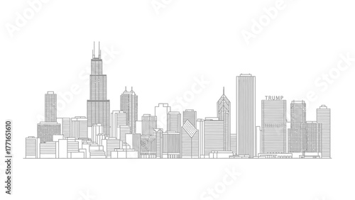 Urban Silhouette: A minimalist, high-angle representation of a city's skyline, showcasing architectural marvels and the unique character of an urban center.