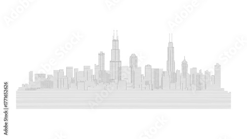 City Silhouette: A serene, minimalist depiction of a city's skyline, showcasing the architectural brilliance of urban landscape, a tribute to the structures that shape our world.