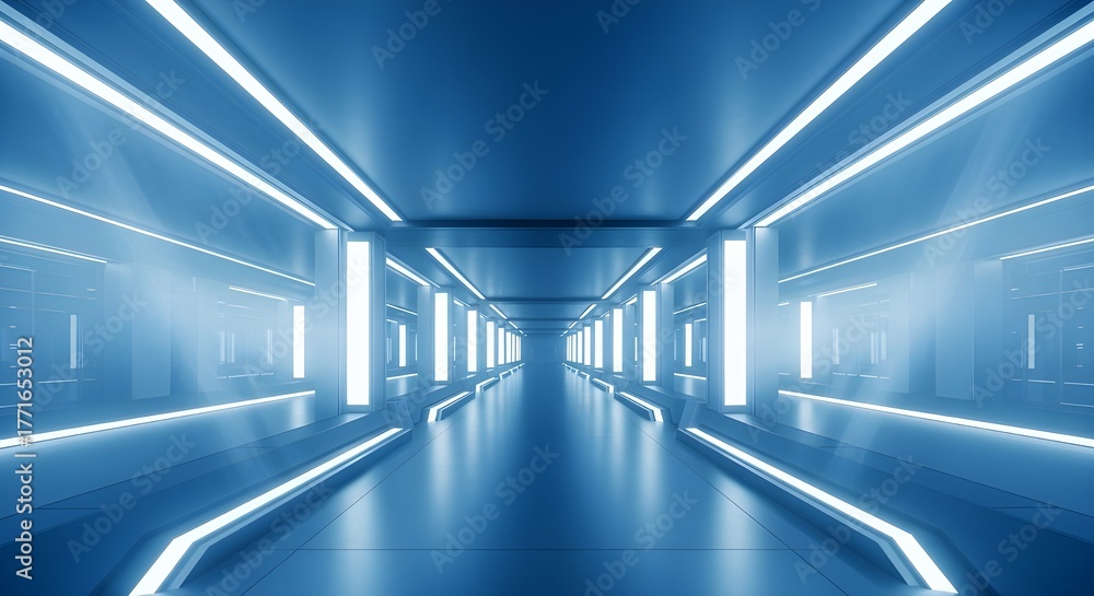 Fototapeta premium blue corridor in a modern building