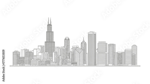 Skyline Silhouette: A monochromatic silhouette of a bustling cityscape, where skyscrapers reach towards the sky. The image offers a modern, sleek perspective.