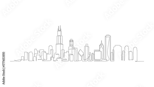 Cityscape Silhouette: A minimalist, elegant line drawing captures the essence of a modern city skyline. Featuring the clean lines of iconic buildings, it evokes a sense of urban sophistication.