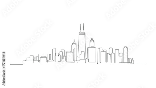 Urban Silhouette: A minimalistic outline captures the essence of a sprawling cityscape, showcasing the architectural wonders and urban design