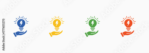 Electricity Icon Set Color Multiple Style Collection