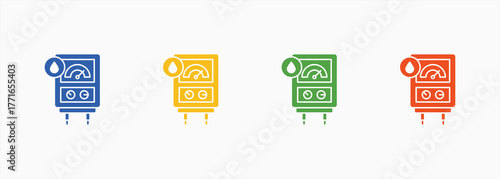 Water Boiler Icon Set Color Multiple Style Collection