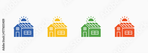 Solar Cell Icon Set Color Multiple Style Collection