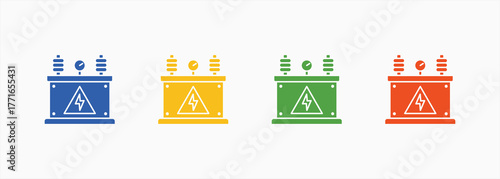 Power Transformer Icon Set Color Multiple Style Collection