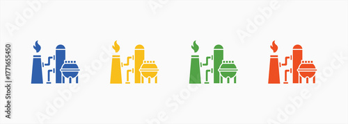 Gas Production Icon Set Color Multiple Style Collection