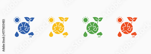 Energy Resource Icon Set Color Multiple Style Collection
