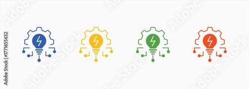 Automated Solutions Icon Set Color Multiple Style Collection