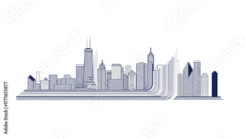 Skyline Silhouette: a stunning architectural rendering of a city skyline, a perfect visual representation of urban life and architectural diversity.